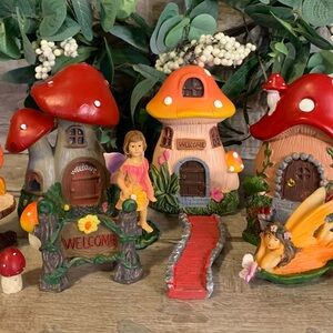 Hobby Lobby 15pc Enchanted Mushroom Fairy Garden Decor with Red and Orange Hues